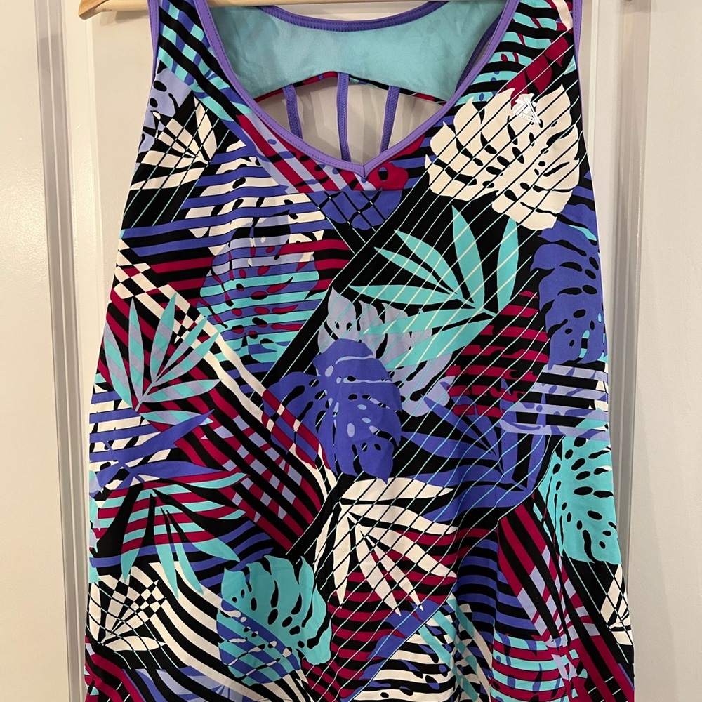 ZeroXposur Women's Tropical Leaf Swim tankini - Blue, Purple, Black